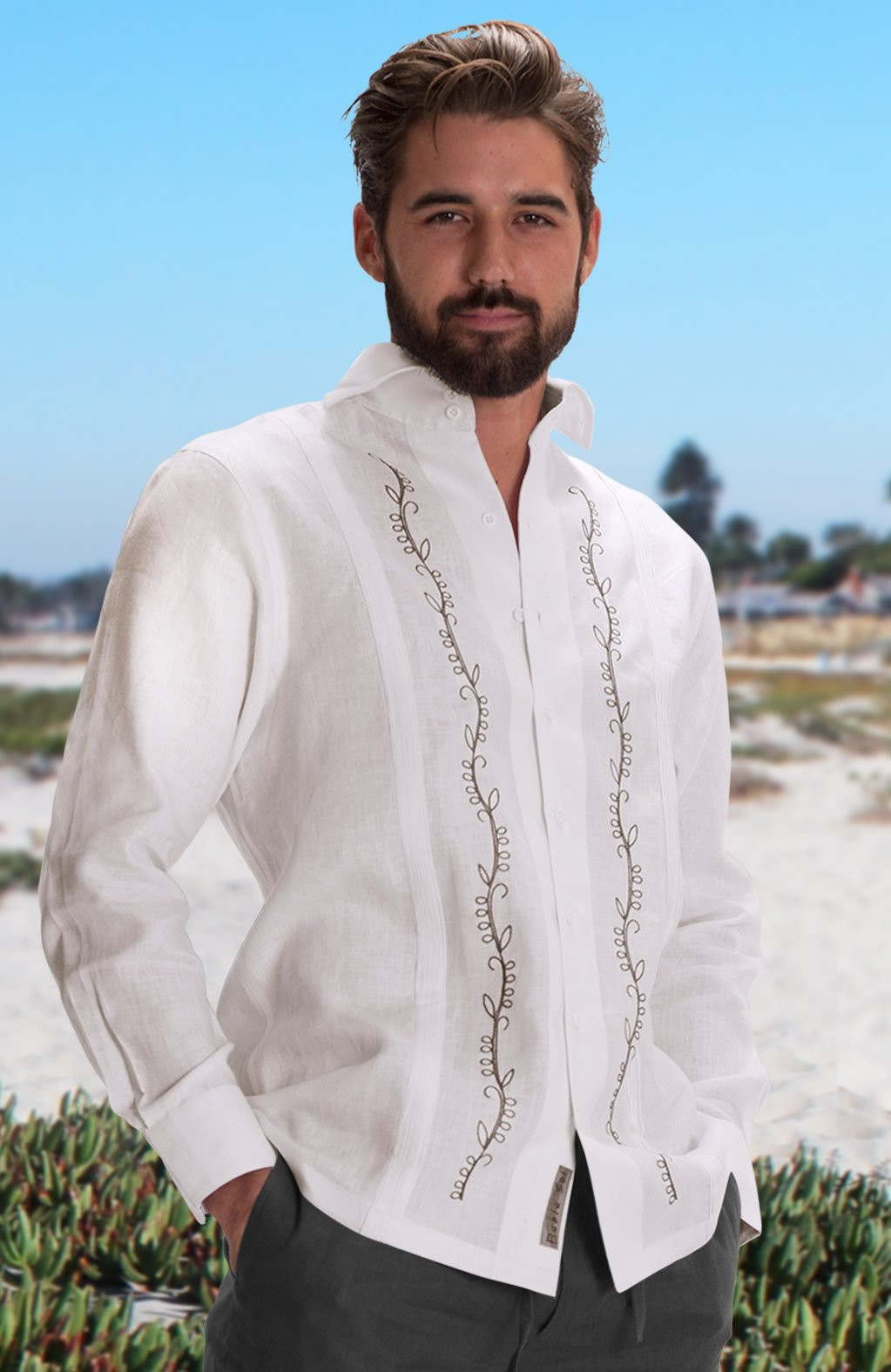 Beach Wedding Shirts For Men
 Canali Custom Italian Linen Guayabera Shirts for Men