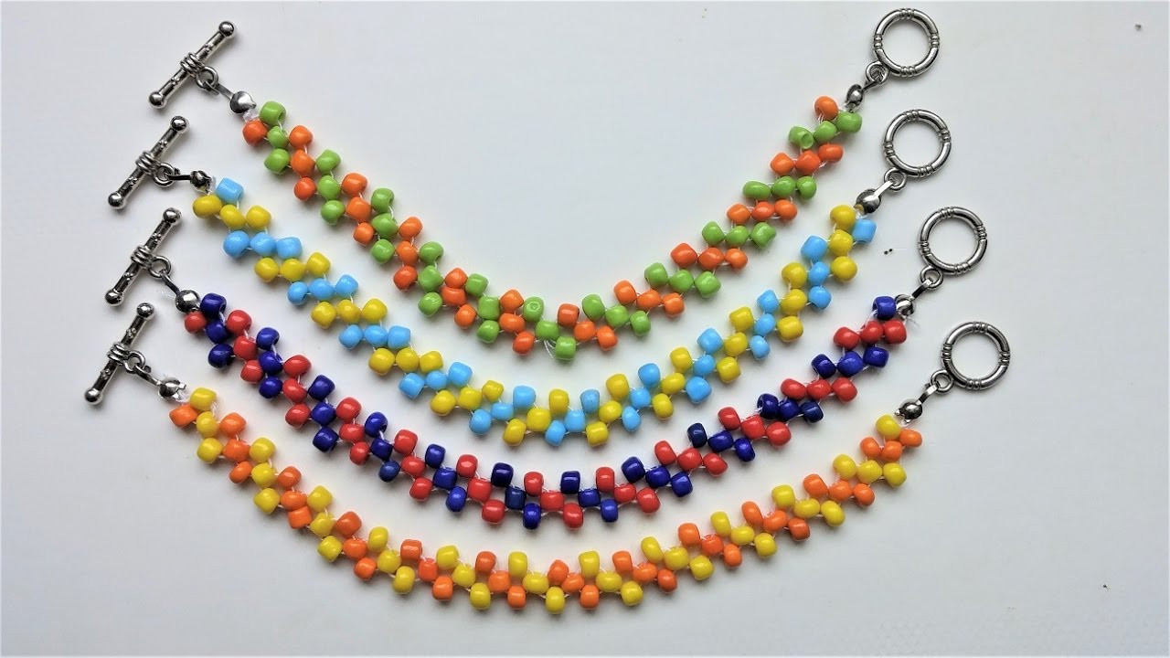 Bead Bracelet Patterns
 Easy Beaded beginners pattern DIY Colorful bracelets