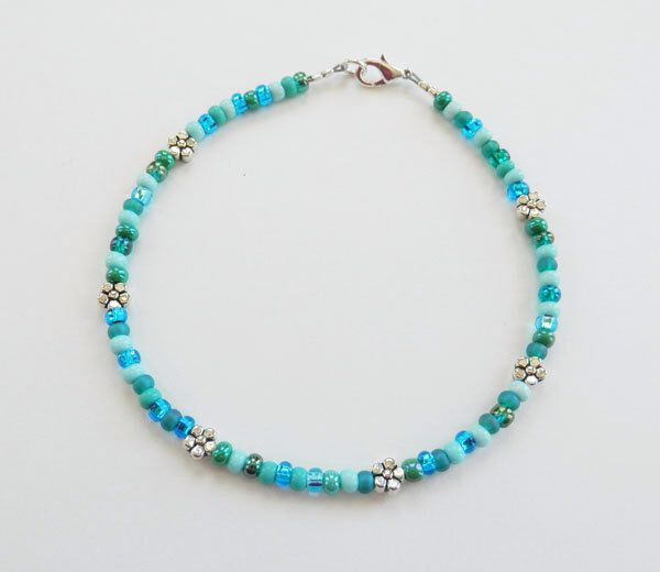 Beaded Anklet
 Turquoise Aqua Anklet Seed Bead Anklet Bead Ankle