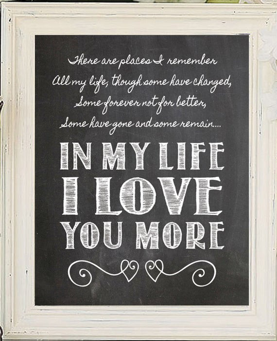 Beatles Love Quotes
 IN MY LIFE Beatles Song Lyric Quote Digital by JandSGraphics