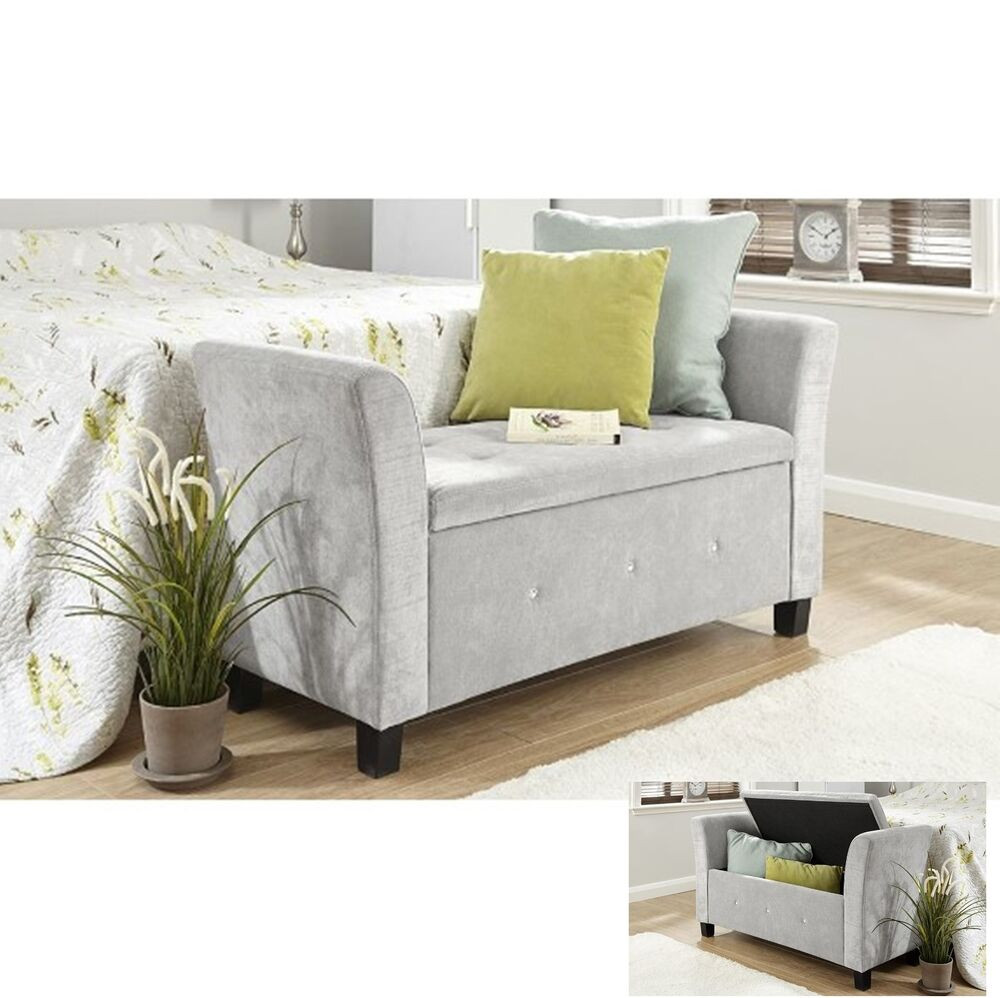 Bedroom Ottoman Storage Bench
 Fabric Storage Bench Chaise Longue Deluxe Stool Bedroom
