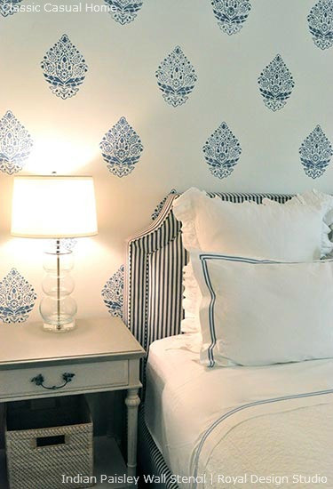 Bedroom Wall Stencils
 Stencil a Perfectly Pretty Indian Paisley Wall Pattern