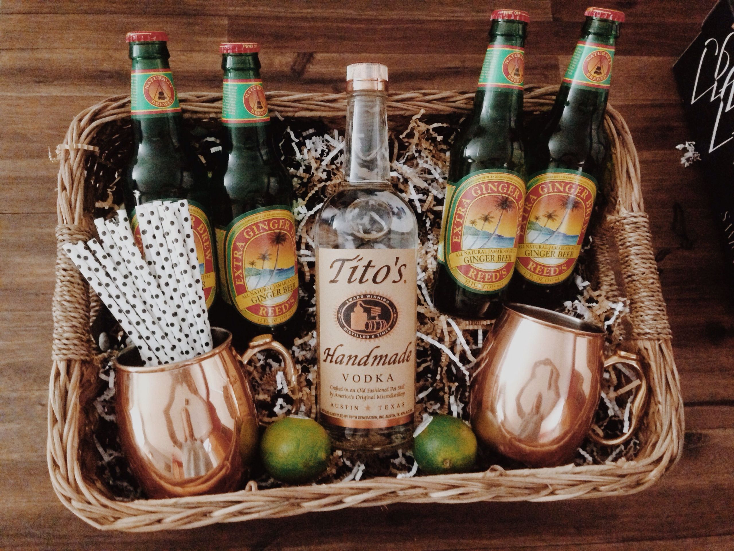 Beer Gift Basket Ideas
 Moscow Mule basket I made for a bridal shower Copper cups