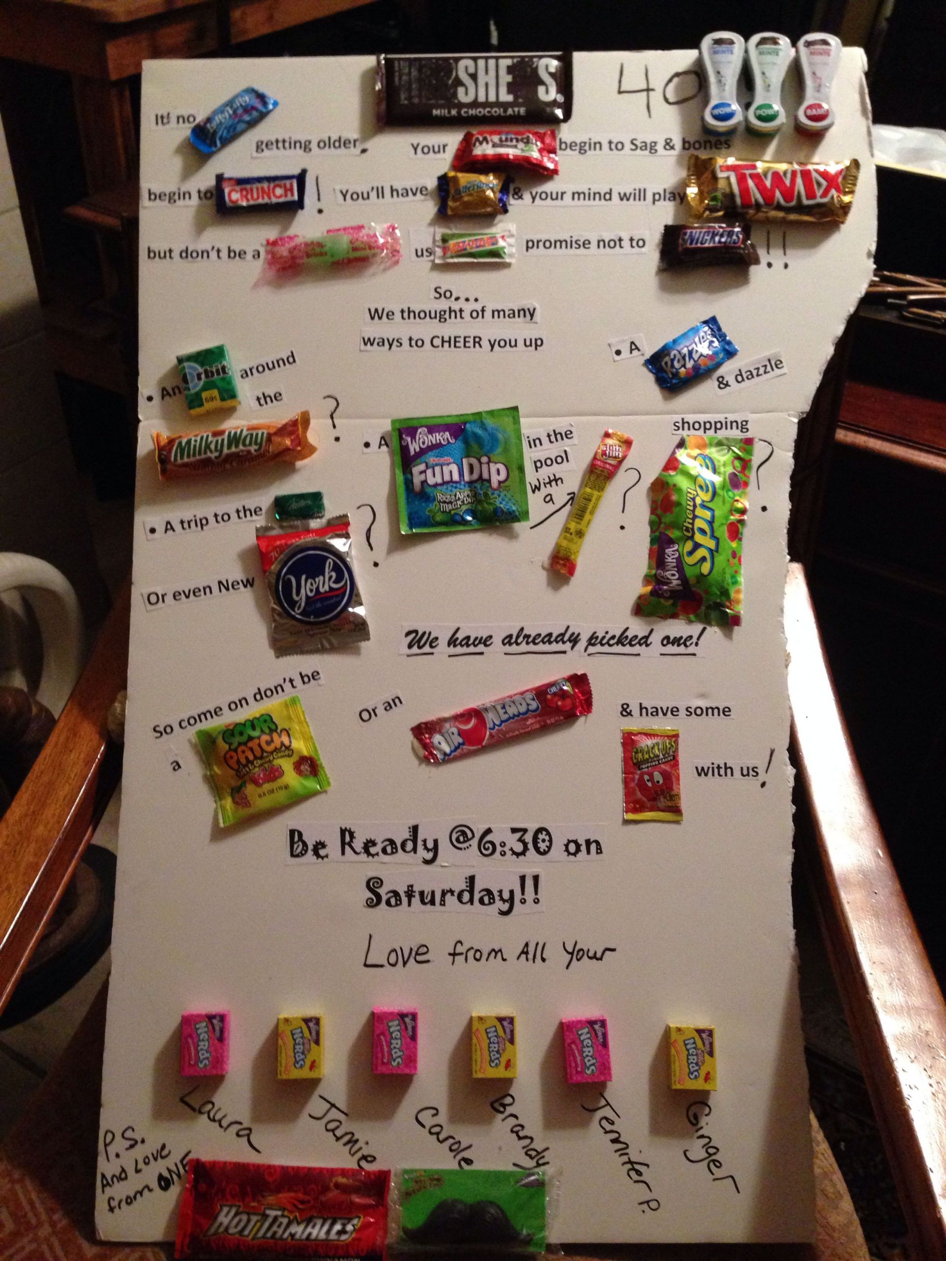 Best 40th Birthday Gifts
 Candy bar sayings Friends 40th birthday