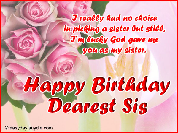 Best Birthday Wishes For Sister
 Birthday Wishes for Sister Easyday