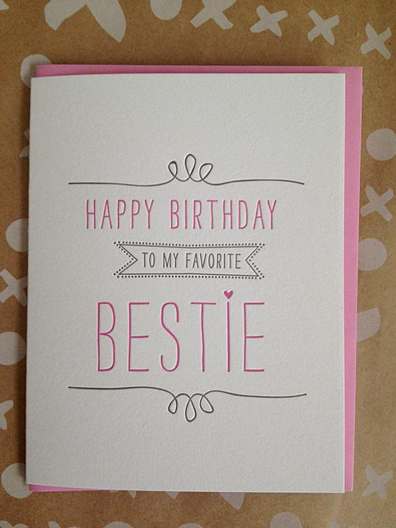 Best Friend Birthday Card
 Bestie Card Best Friend Letterpress Birthday Card for by