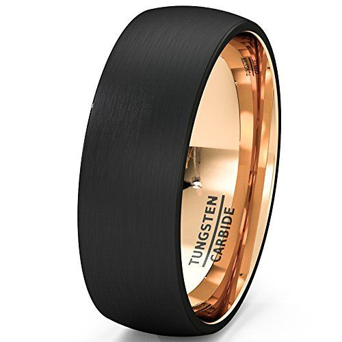 Best Wedding Bands For Men
 Mens Wedding Band Black Rose Gold Tungsten Ring Brushed