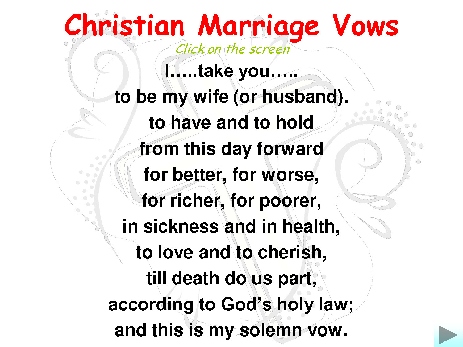 Bible Wedding Vows
 Marriage Wedding Vows