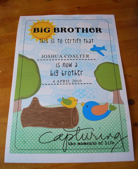 Big Brother Gift Ideas From Baby
 Big Brother Certificate for his room & Tool Kit I wish I