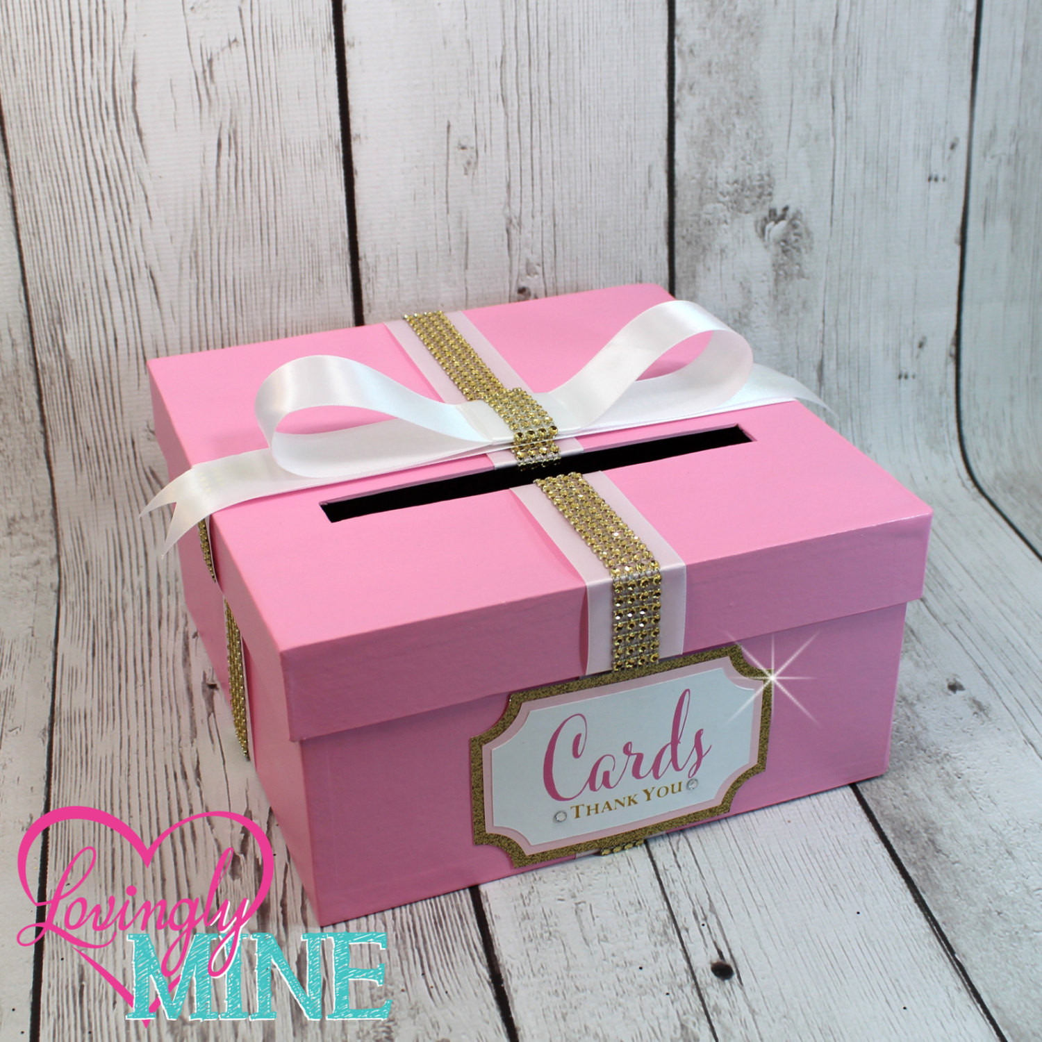 Birthday Box Gift Ideas
 Card Holder Box with Sign in Pink Gold & White Gift Money