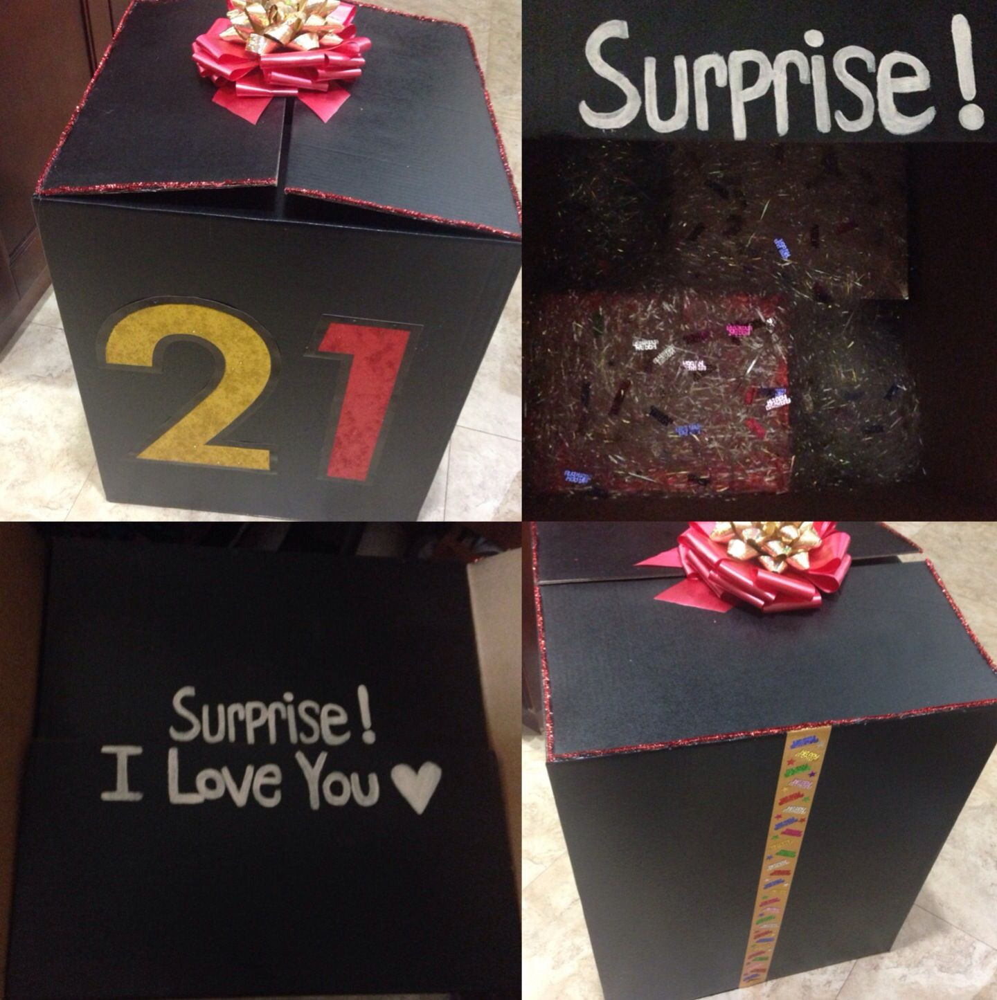 Birthday Box Gift Ideas
 Decorated a giant box and stuffed presents inside for my