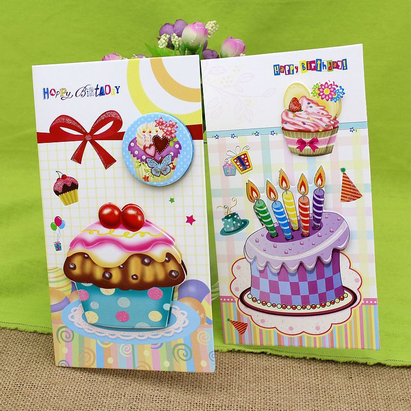 Birthday Cake Cards
 Free ship 1lot=24pc Cartoon birthday cake stereo message