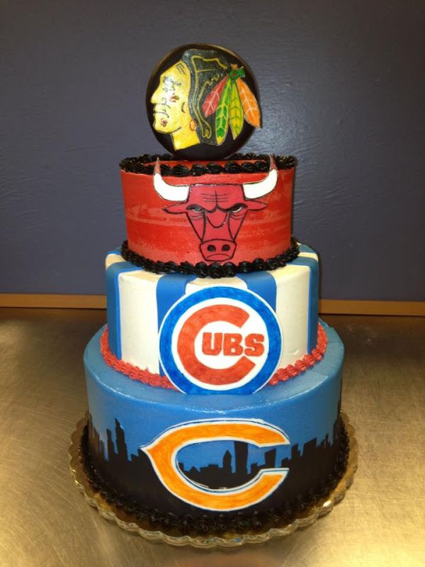 Birthday Cakes Chicago
 Chicago Sports 3 Tier Cake $175