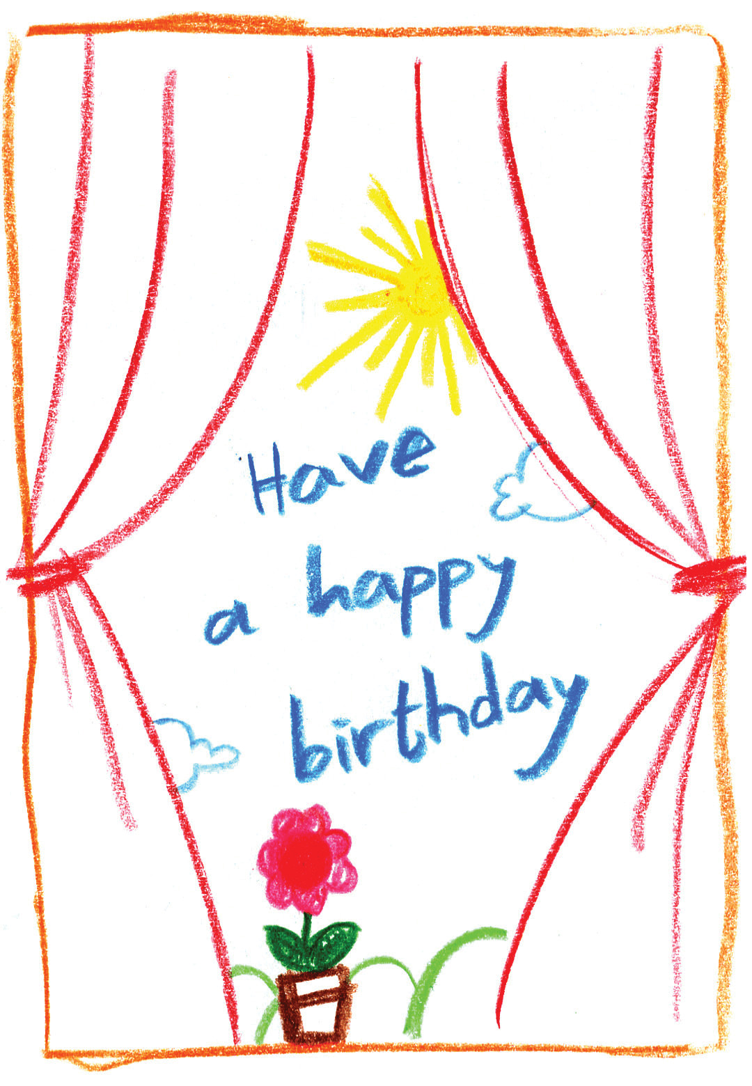 Birthday Card Drawings
 Child Drawn Scenery Birthday Card