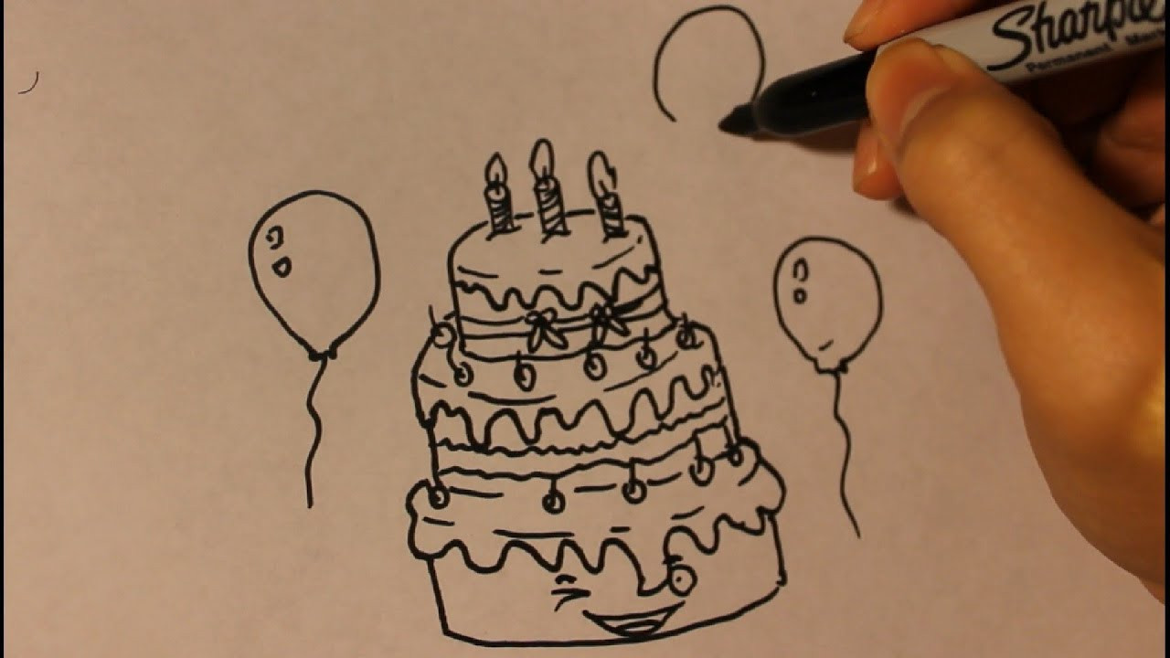 Birthday Card Drawings
 How to draw Cartoon Birthday Cake Step By Step Easy