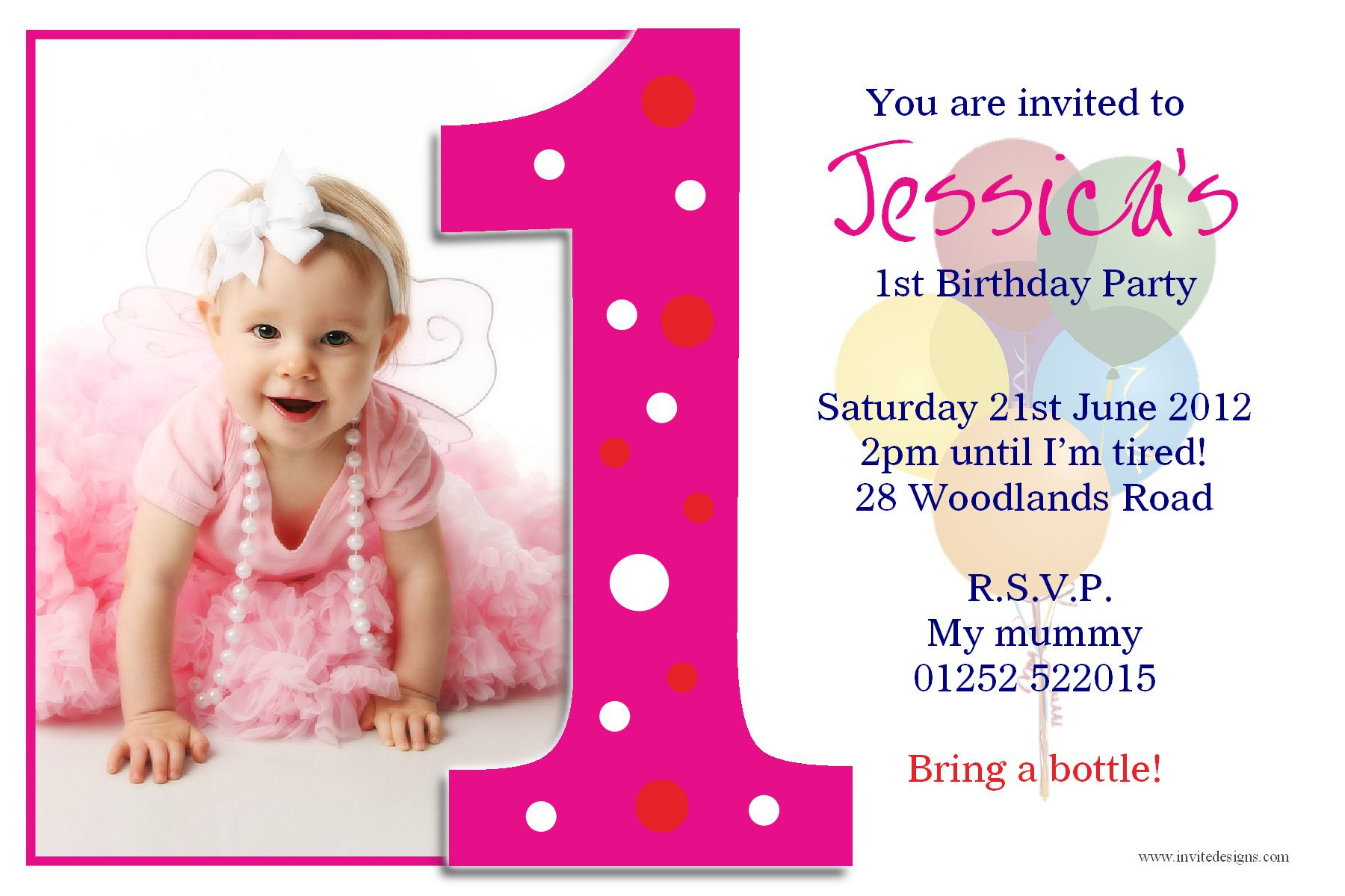 Birthday Card Invitation
 birthday invitation card Free printable 1st birthday