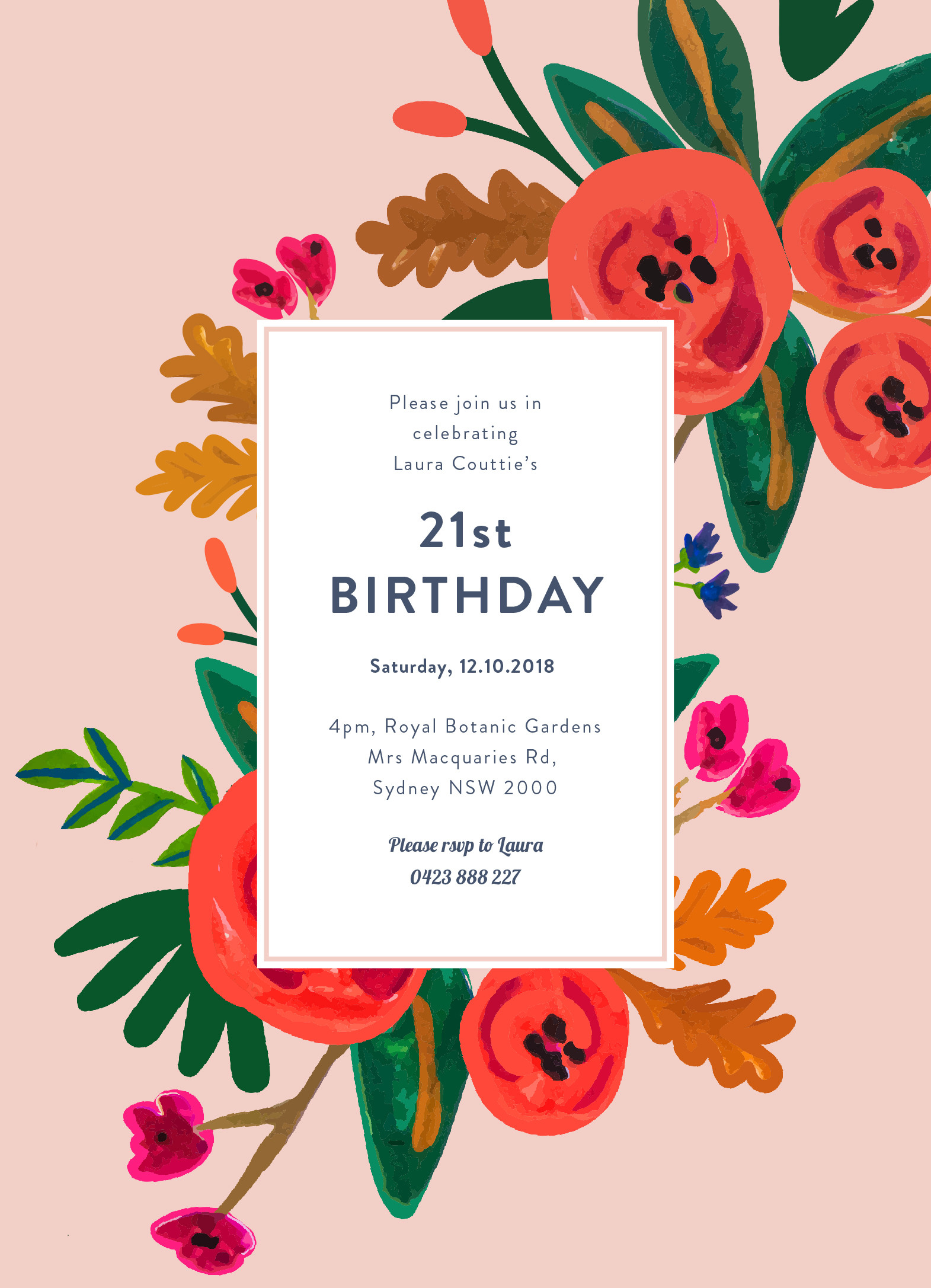 Birthday Card Invitation
 Floral Birthday DP