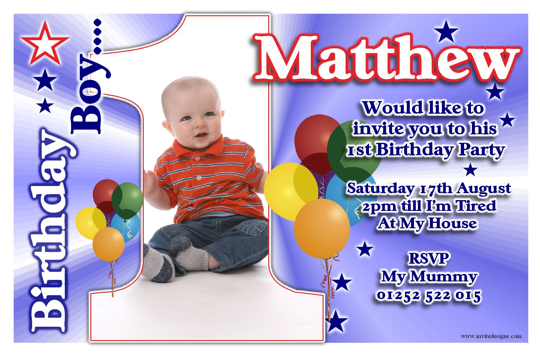 Birthday Card Invitation
 1st Birthday Party Invitations Boy