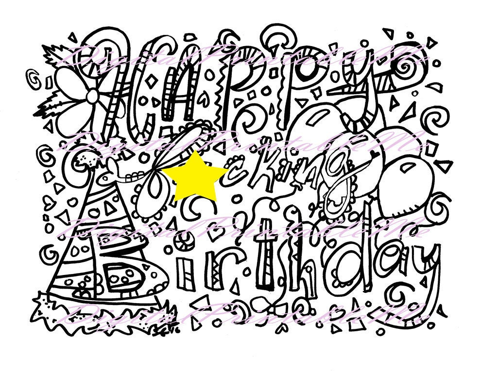 Birthday Coloring Pages For Adults
 Swear Coloring page Happy Fking Birthday t Printable