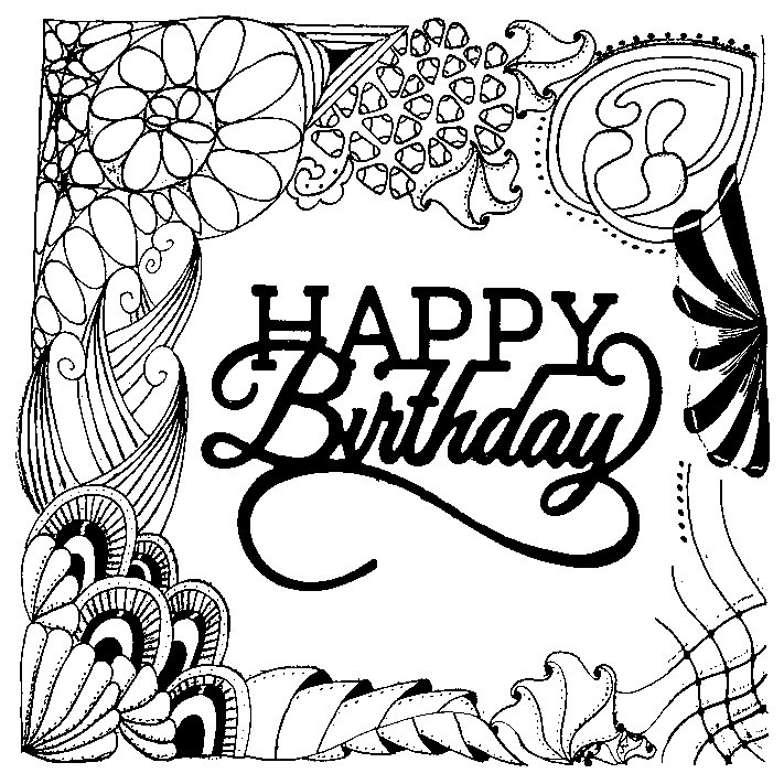 Birthday Coloring Pages For Adults
 Art Therapy coloring page Happy Birthday 2