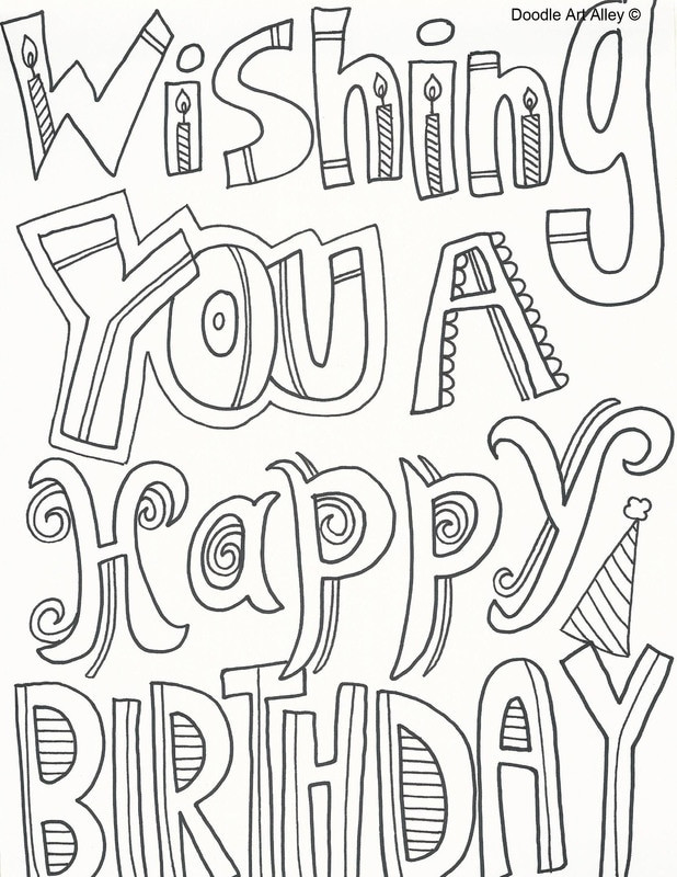 Birthday Coloring Pages For Adults
 Birthday Coloring Pages Doodle Art Alley