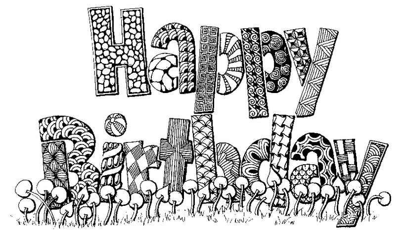 Birthday Coloring Pages For Adults
 Art Therapy coloring page Happy Birthday 5
