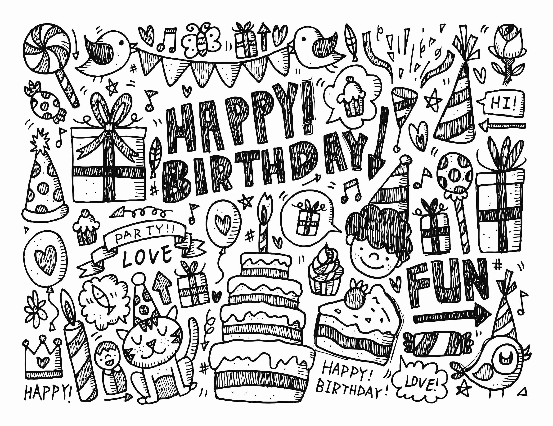 Birthday Coloring Pages For Adults
 Doodle happy birthday Doodle Art Doodling Adult