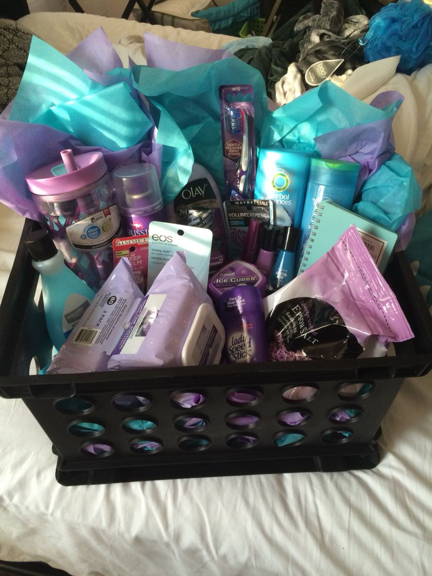 Birthday Gift Basket Ideas
 Gift basket Purple Teal Housewarming