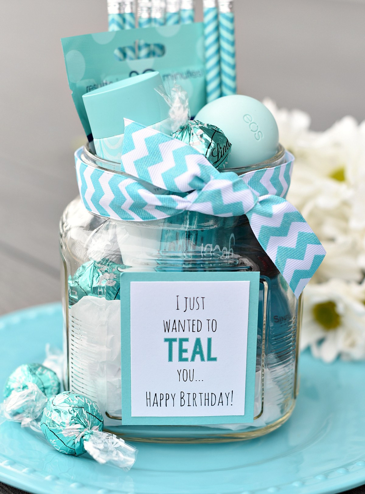 Birthday Gift Basket Ideas For Best Friend
 Teal Birthday Gift Idea for Friends – Fun Squared