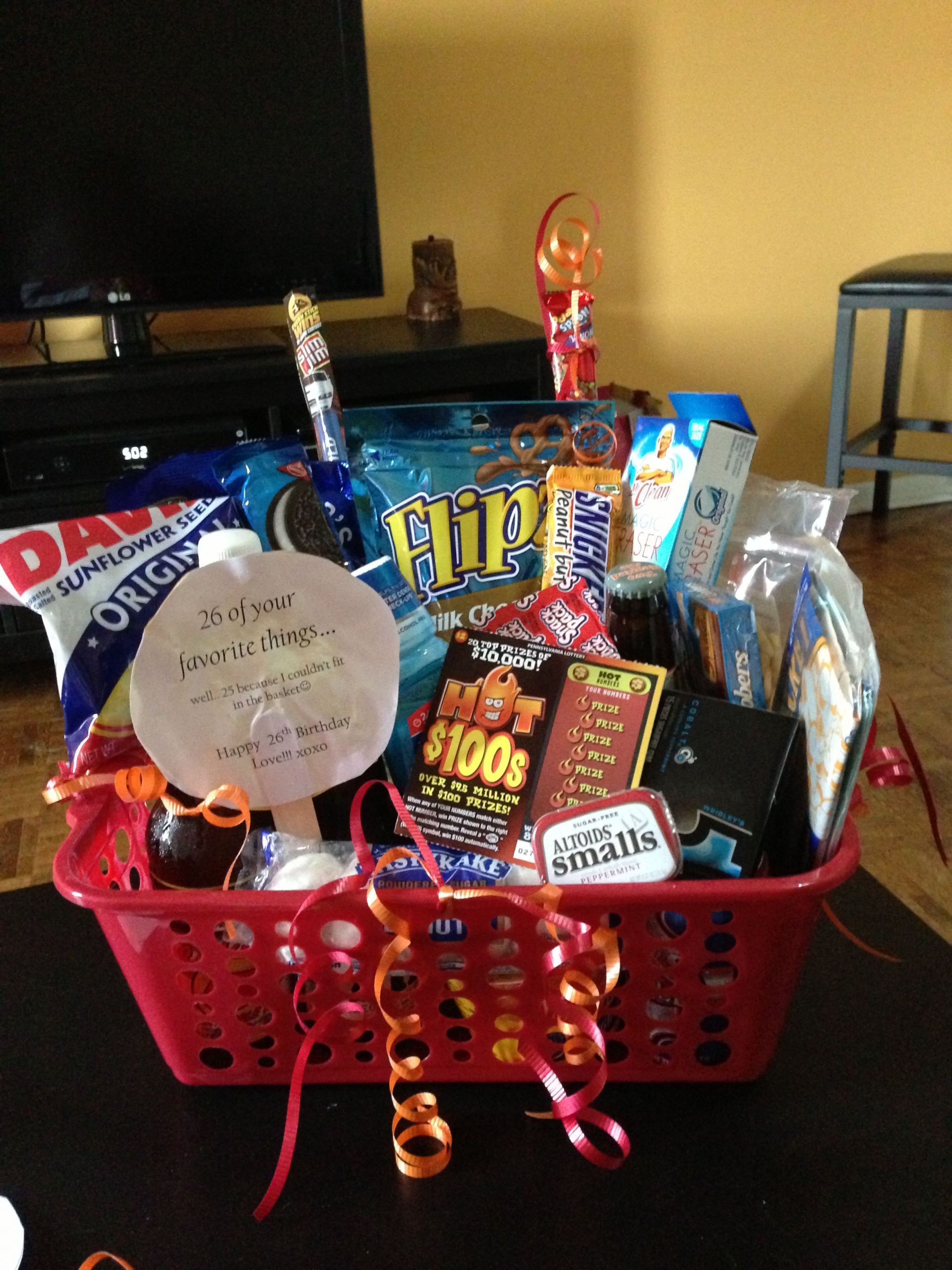 Birthday Gift Delivery For Him
 Boyfriend birthday basket 26 of his favorite things for