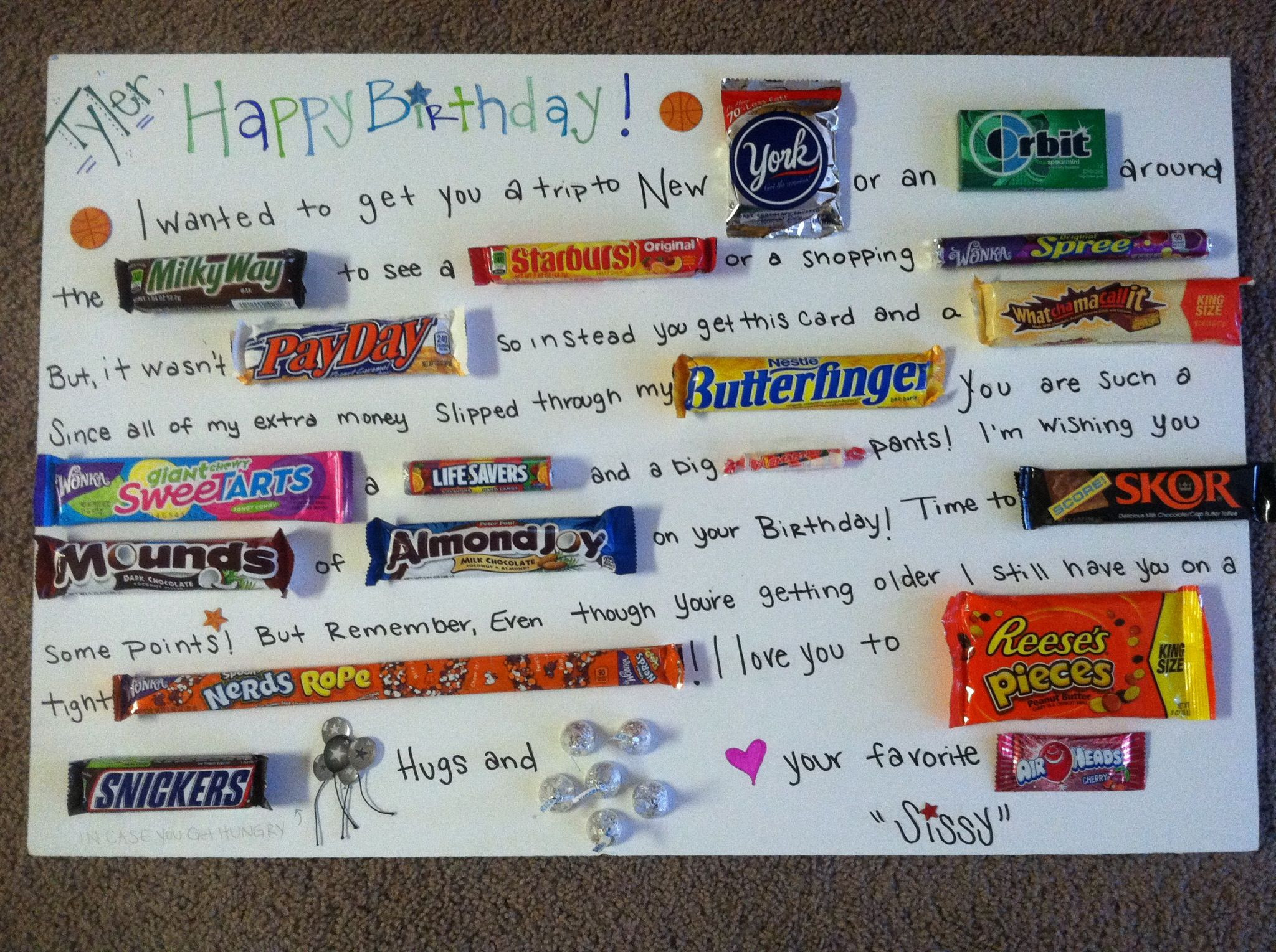 Birthday Gift Ideas For Brother
 Birthday Candy Card for my little brother