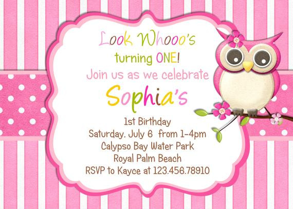 Birthday Invitations For Girl
 Items similar to Little Owl Birthday Invitation Pink