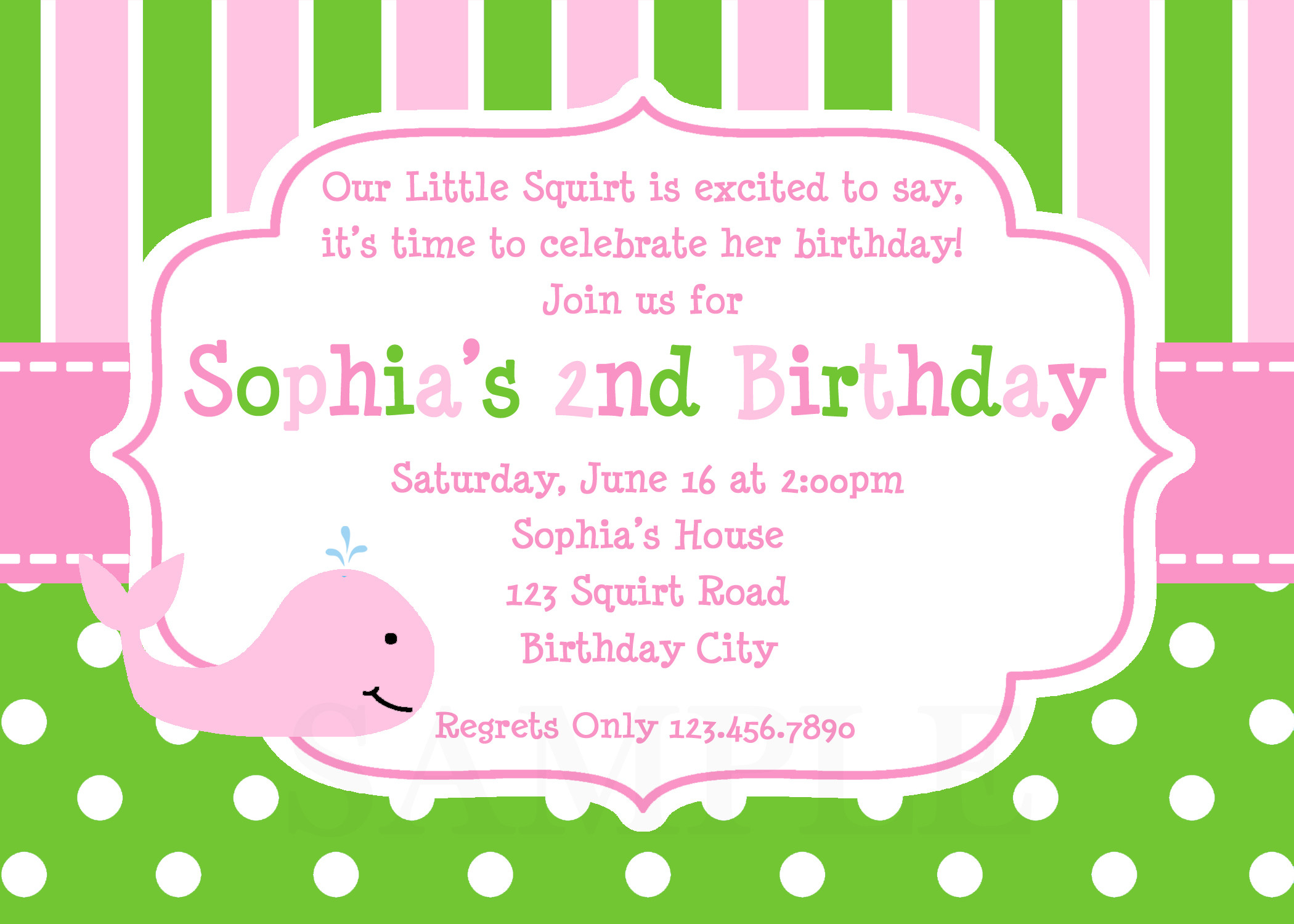 Birthday Invitations For Girl
 Printable Birthday Invitations Girls Whale Party