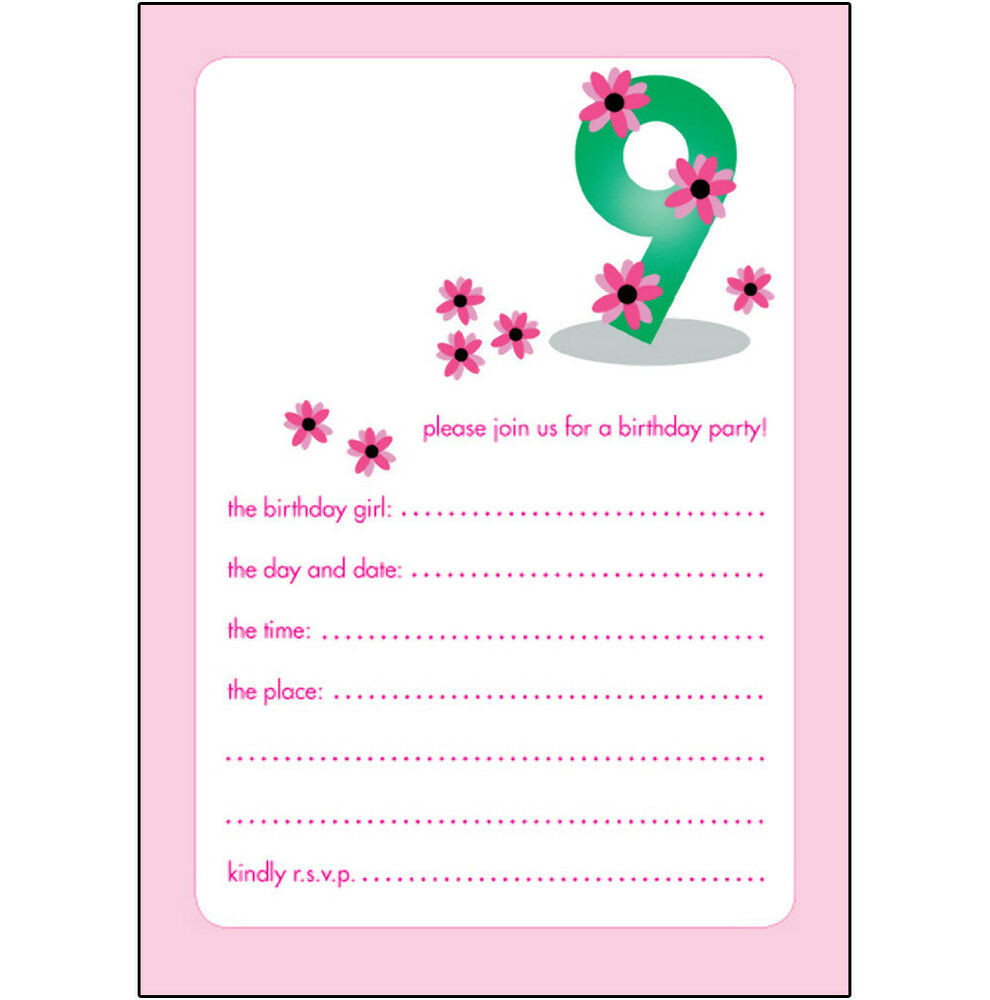 Birthday Invitations For Girl
 10 Childrens Birthday Party Invitations 9 Years Old Girl