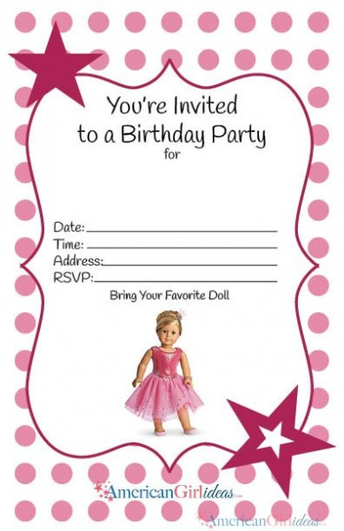 Birthday Invitations For Girl
 American Girl Party Invitations • American Girl Ideas