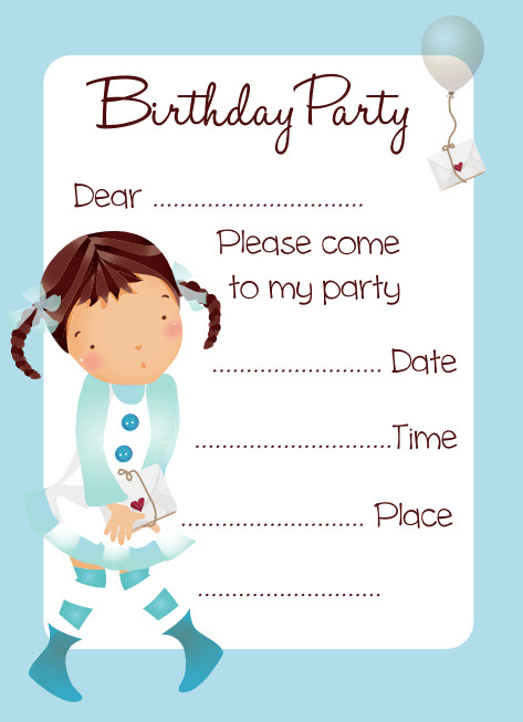 Birthday Invitations For Girl
 Balloon Girl Birthday Party Invitation