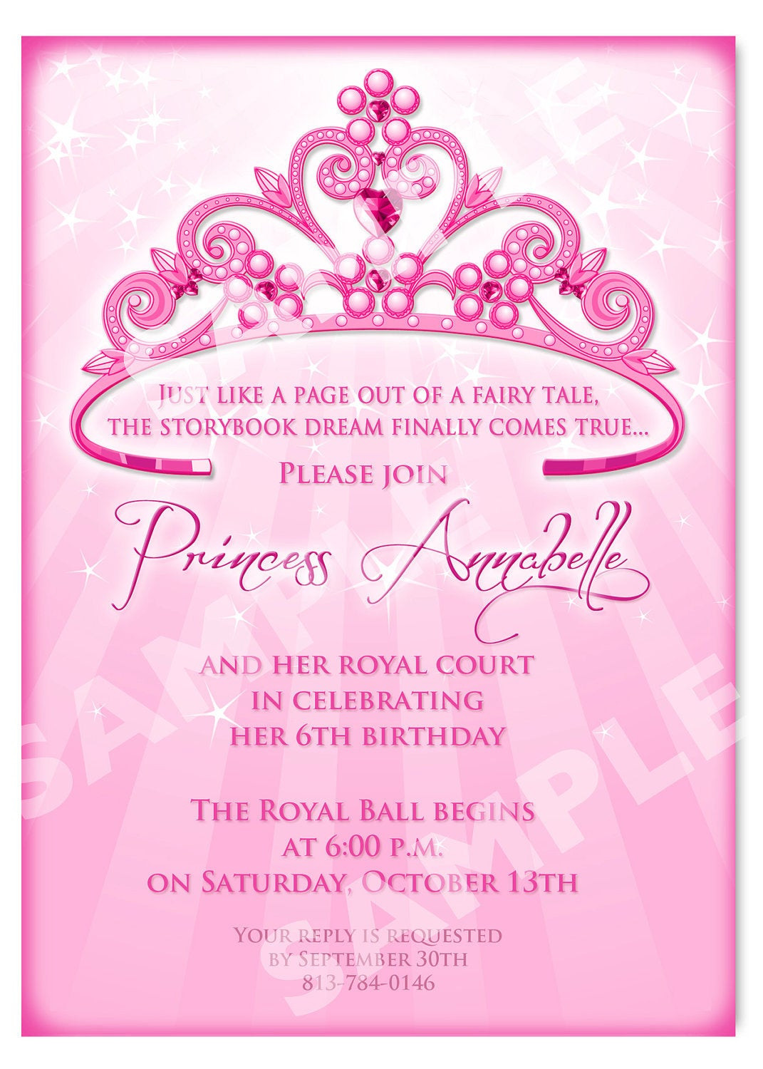 Birthday Invitations Samples
 Princess Birthday Invitation DIY Princess by artisacreations