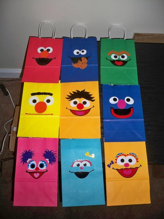 Birthday Party Gift Bags
 SESAME STREET BIRTHDAY party t bags wtih handles 12 piece