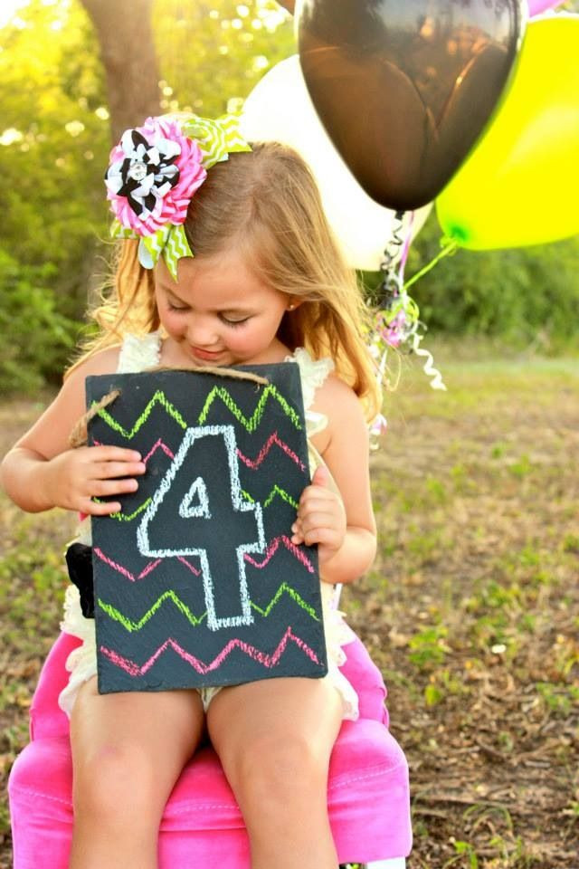 Birthday Party Ideas For 4 Year Old Daughter
 4 year old birthday photo session chevron hairbow