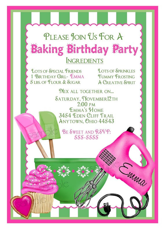 Birthday Party Invitations
 Baking Birthday Party Invitations Shabby by