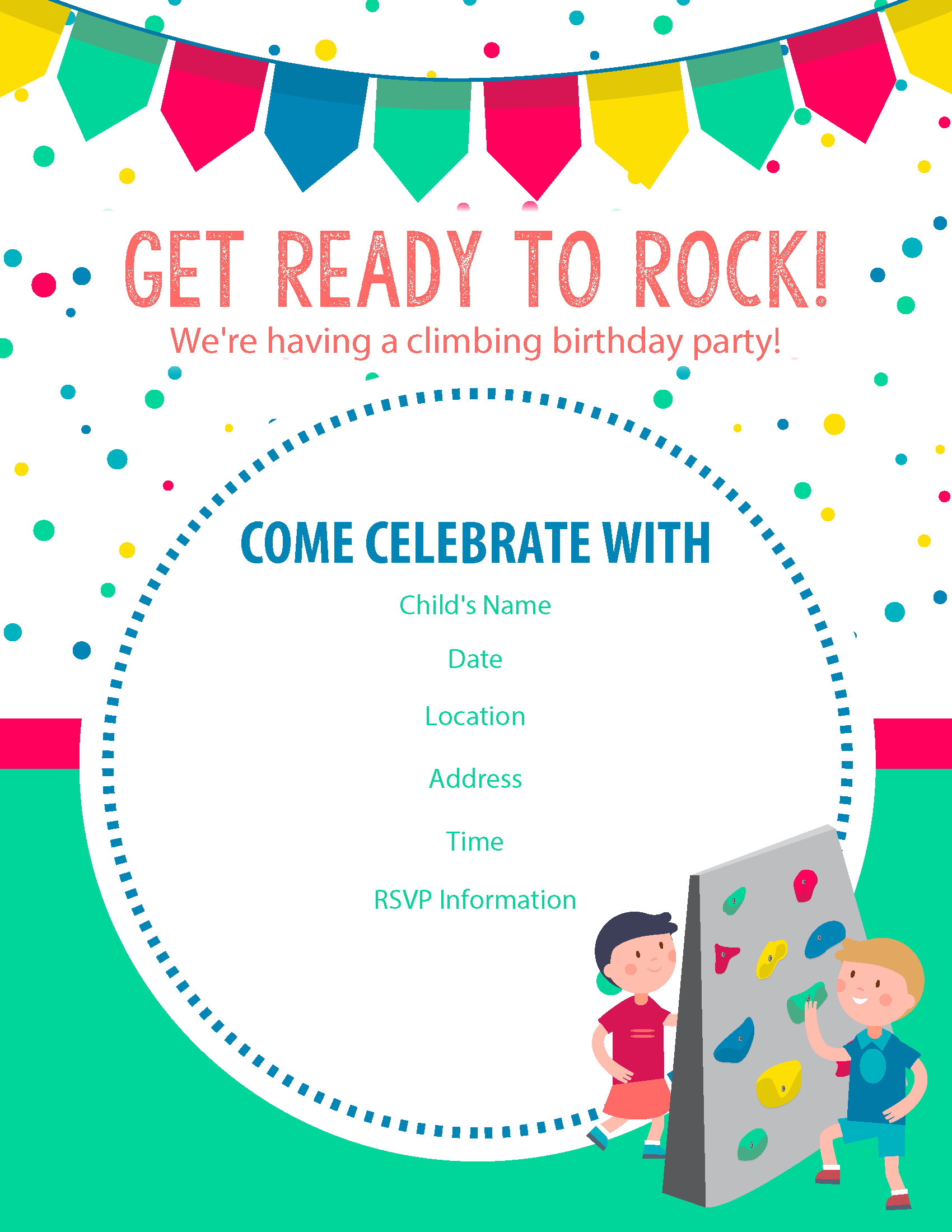 Birthday Party Invitations
 Happy Birthday Free Rock Climbing Birthday Party Invitations