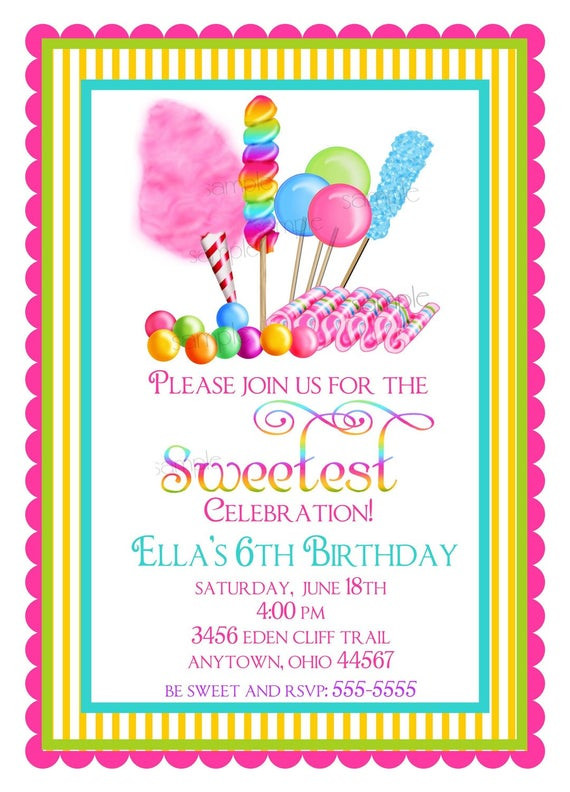 Birthday Party Invitations
 Candy Invitations Sweet Shop Birthday party invitations