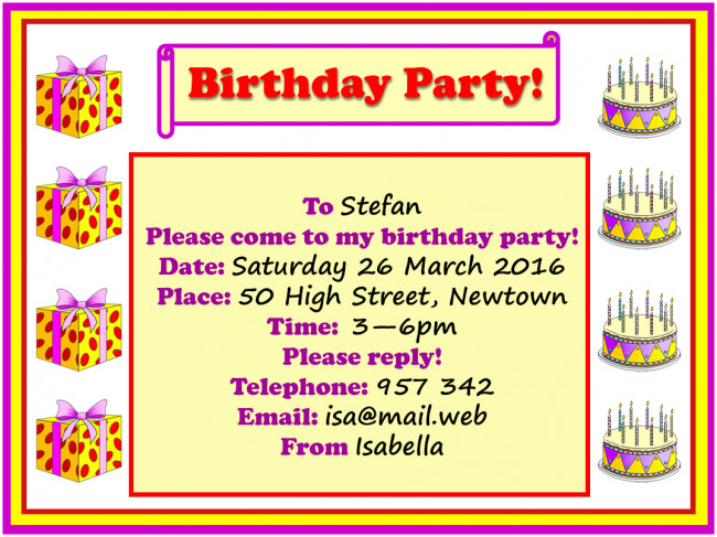 Birthday Party Invitations
 Birthday party invitation LearnEnglish Kids