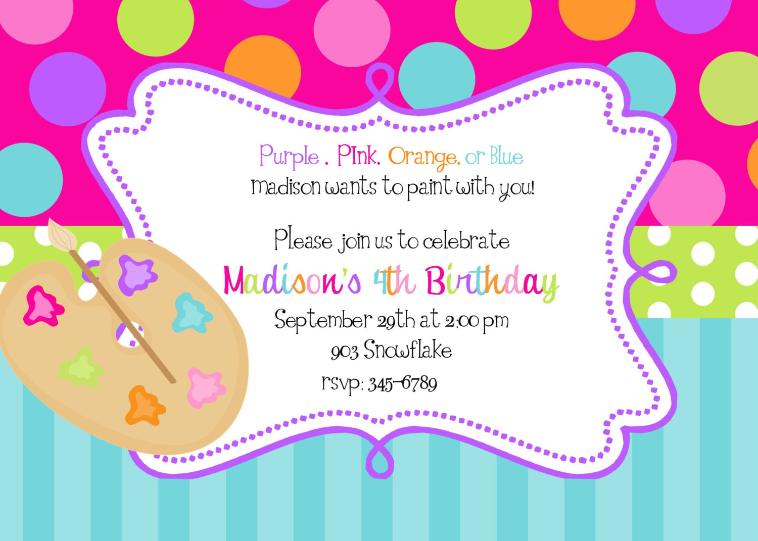 Birthday Party Invitations
 Art Painting Birthday Party Invitations Art party printable