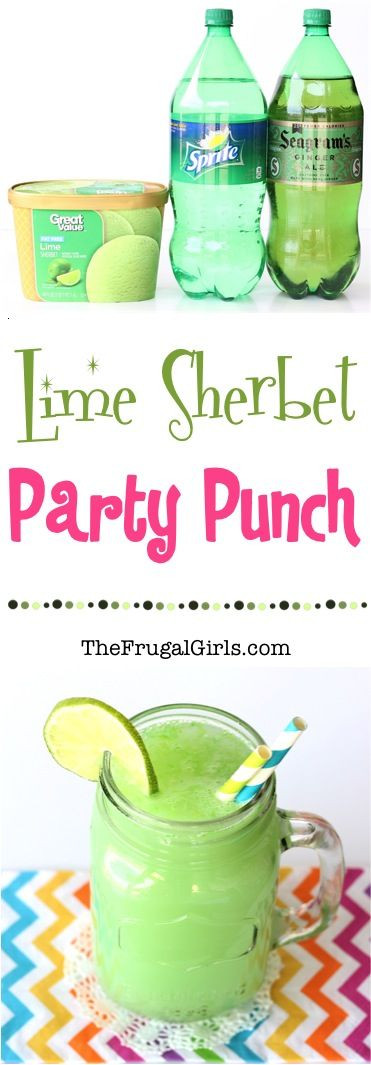 Birthday Party Punch
 Lime Sherbet Party Punch Recipe from TheFrugalGirls