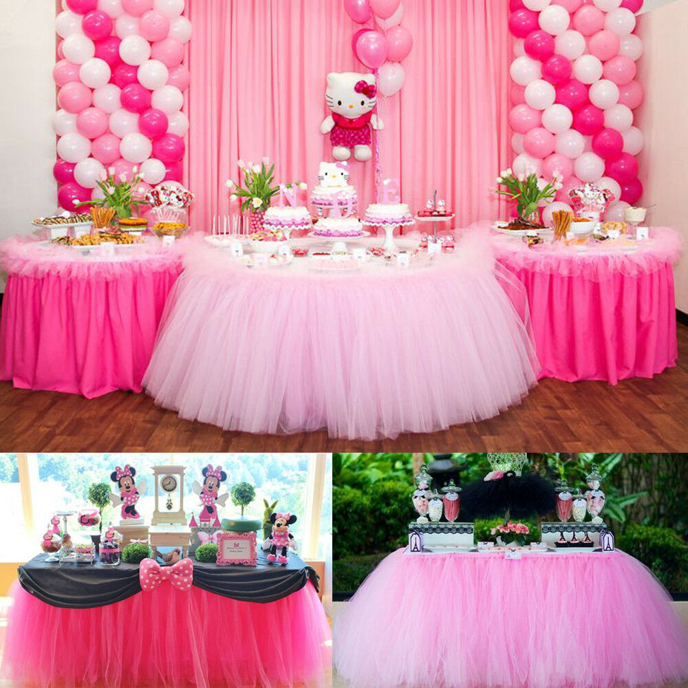 Birthday Party Table Decoration Ideas
 Customized 100cm Tutu Tableware Tulle Table Skirt Party