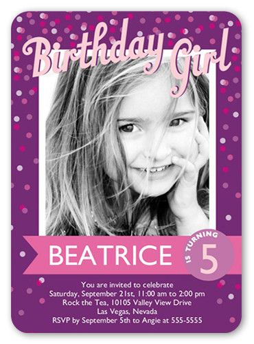 Birthday Photo Invitations
 Confetti Girl 5x7 Birthday Invitations