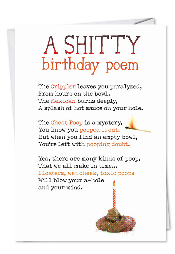 Birthday Poem Funny
 Shitty Poem Funny Dirty Birthday Card – NobleWorks Cards