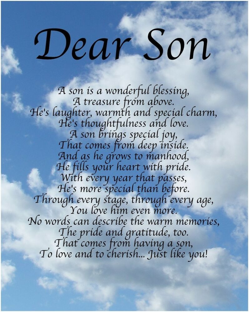 Birthday Quotes Son
 Personalised Dear Son Poem Birthday Christmas Gift Present