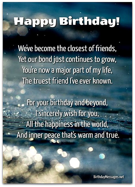Birthday Wishes For Guy Friend
 Sentimental Birthday Poems Page 5